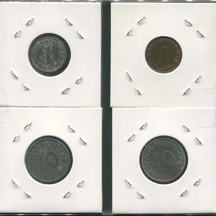 [BUNJANG] Nazi Germany Coin Set (4 Types) / 독일 나치주화 독일코인 4종류(하켄크로이츠문장 주화)(아연화3종,청동화1종)_180