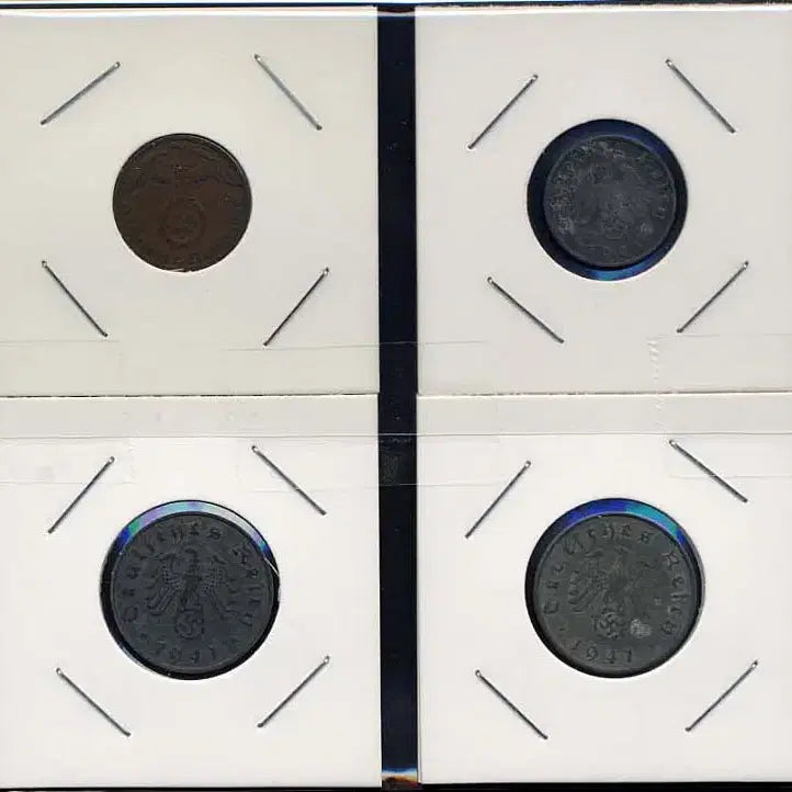 [BUNJANG] Nazi Germany Coin Set (4 Types) / 독일 나치주화 독일코인 4종류(하켄크로이츠문장 주화)(아연화3종,청동화1종)_184