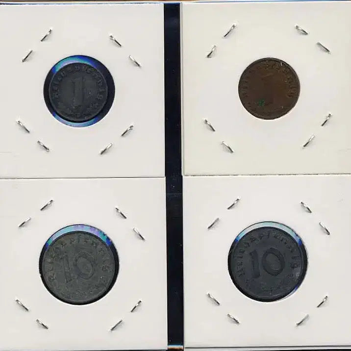 [BUNJANG] Nazi Germany Coin Set (4 Types) / 독일 나치주화 독일코인 4종류(하켄크로이츠문장 주화)(아연화3종,청동화1종)_184