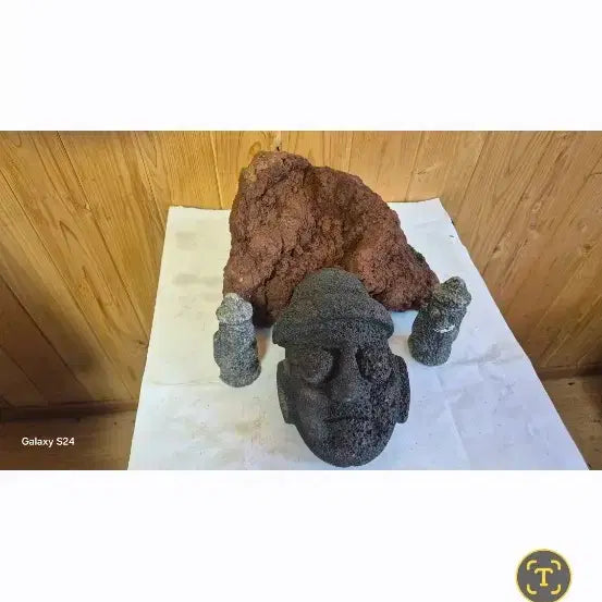 [BUNJANG] Jeju Basalt Dolhareubang Stone Statue / 제주 현무암 돌하르방 석상/백두산 레드 화산석