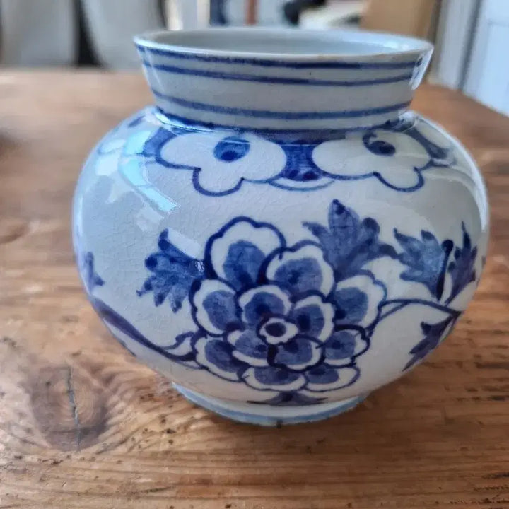 [BUNJANG] 19th Century Blue and White Porcelain Peony Pattern Tea Caddy / 조선시대 청화백자 모란문 차호