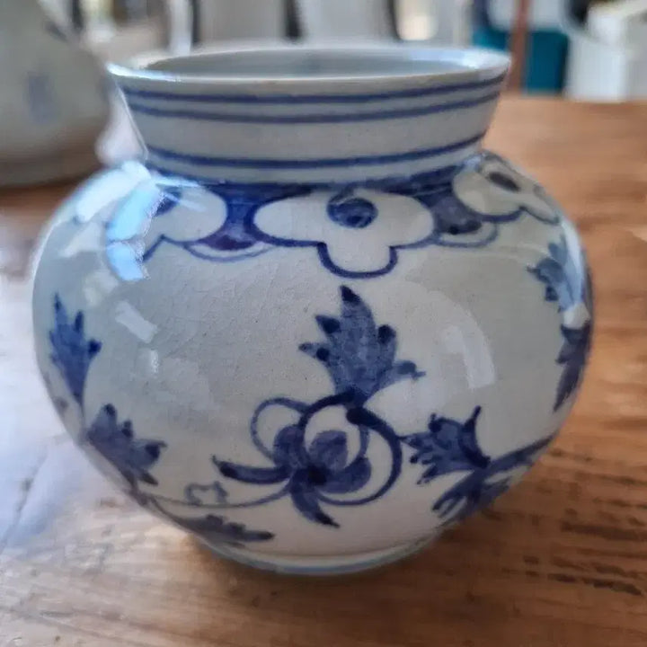 [BUNJANG] 19th Century Blue and White Porcelain Peony Pattern Tea Caddy / 조선시대 청화백자 모란문 차호