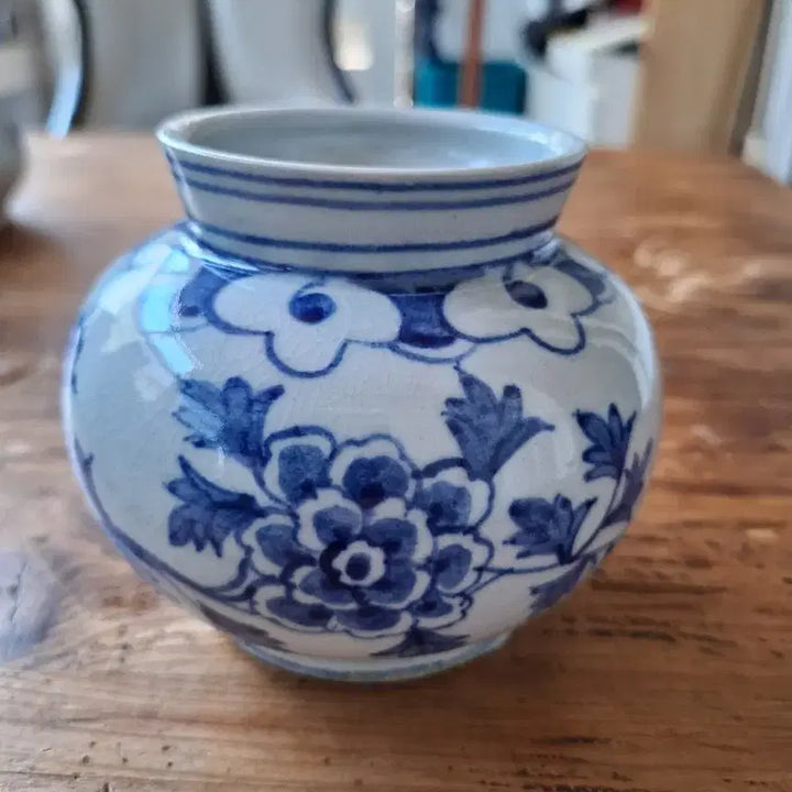 [BUNJANG] 19th Century Blue and White Porcelain Peony Pattern Tea Caddy / 조선시대 청화백자 모란문 차호