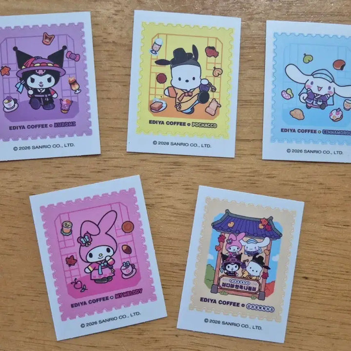 [BUNJANG] Ediya Sanrio Stamp Sticker 5-Piece Set / 이디야 산리오 우표 스티커 5종세트