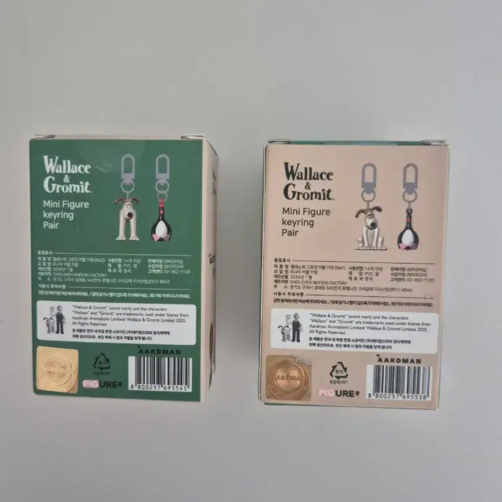 [BUNJANG] Wallace &amp; Gromit Mini Figure Keychain Set of 2 / 월레스와 그로밋 미니 피규어 키링 2개 세트