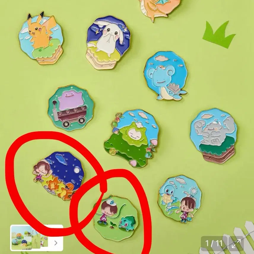 [BUNJANG] Pokopia Pins Squirtle &amp; Charmander - Set of 2 / (정가이하) 성수 포코피아 핀뱃지 포켓몬 이상해씨, 파이리 2개 일괄