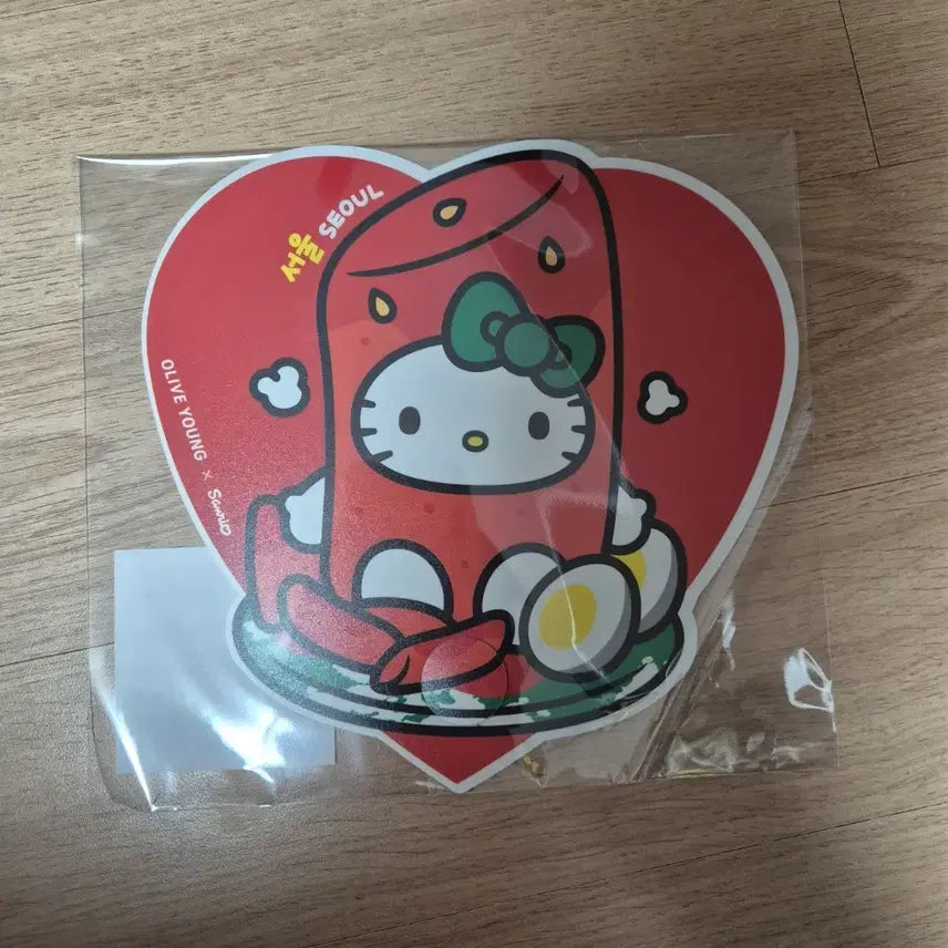 [BUNJANG] Olive Young x Sanrio Hello Kitty Fan / 올리브영 헬로키티 서울 부채 떡볶이