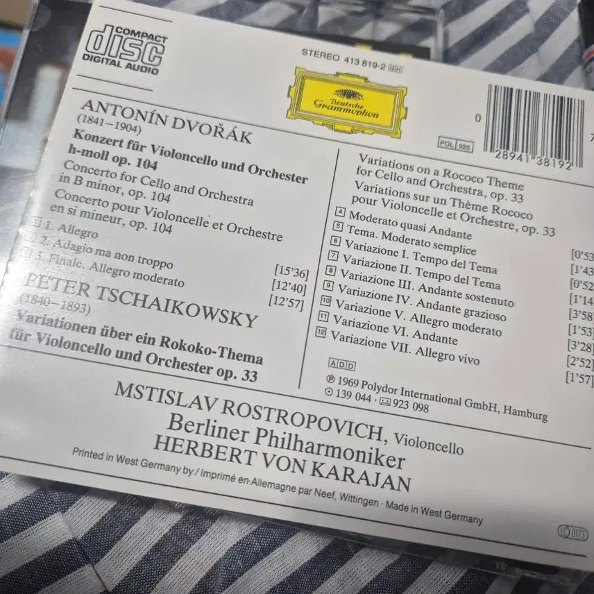 [BUNJANG] Dvorak Cello Concerto / Tchaikovsky Rococo Variations CD / 드보르작 첼로 협주곡/차이코프스키 첼로협주곡 로코코 변주곡 CD
