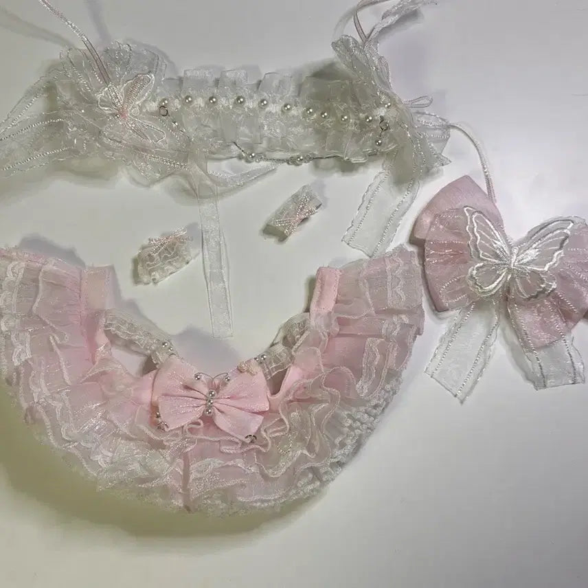[BUNJANG] 20cm Doll "Butterfly Dress" Set - Pink / 솜인형 무속성 옷장 나비 드레스 세트 원피스 핑크 분홍 20cm 20깅