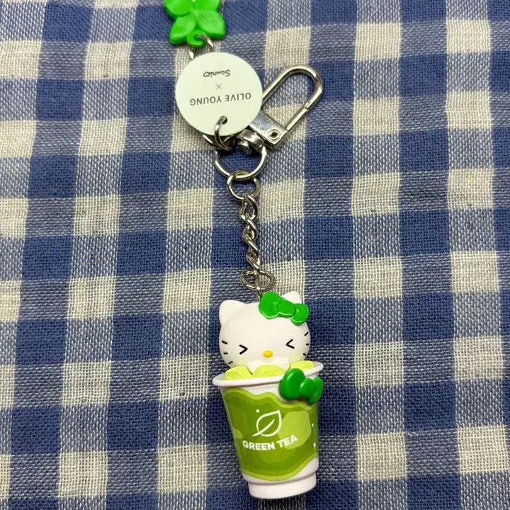 [BUNJANG] Olive Young Hello Kitty Limited Edition Bosung Green Tea Kitty Keyring / 올리브영 헬로키티 지역한정 키티 키링 보성 녹차 키티