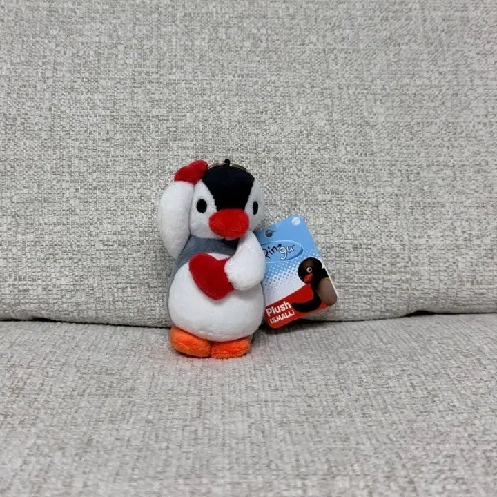 [BUNJANG] Pingu Pinguin Double Heart Standing 10cm Keyring Plush / 정품 핑구 핑가 더블하트 스탠딩 10cm 키링 인형