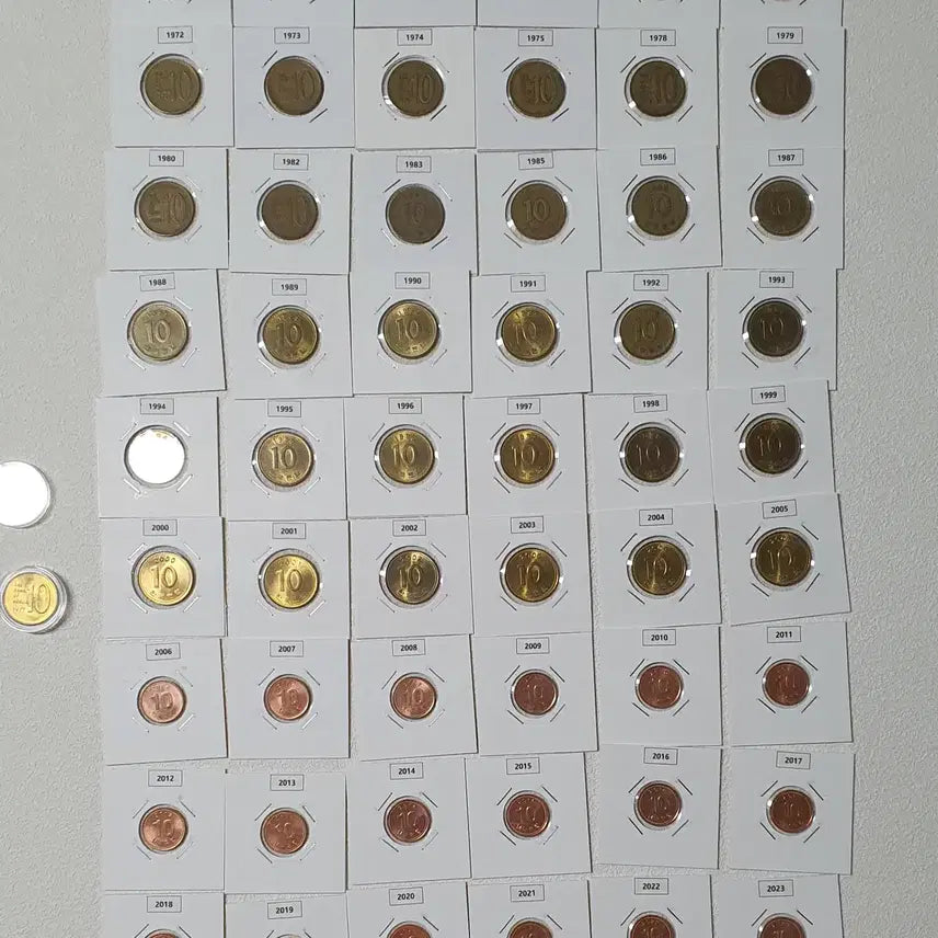 [BUNJANG] 10 Won Coin Set (1966-2023) / 10원 동전세트(1966~2023) 줄세우기