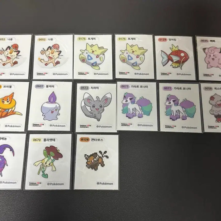 [BUNJANG] Pokemon 30th Anniversary Stickers Bundle Set / 포켓몬 30주년 띠부씰 피카츄 파이리 꼬부기 이상해씨 이브이 메타몽 망나뇽 리자몽