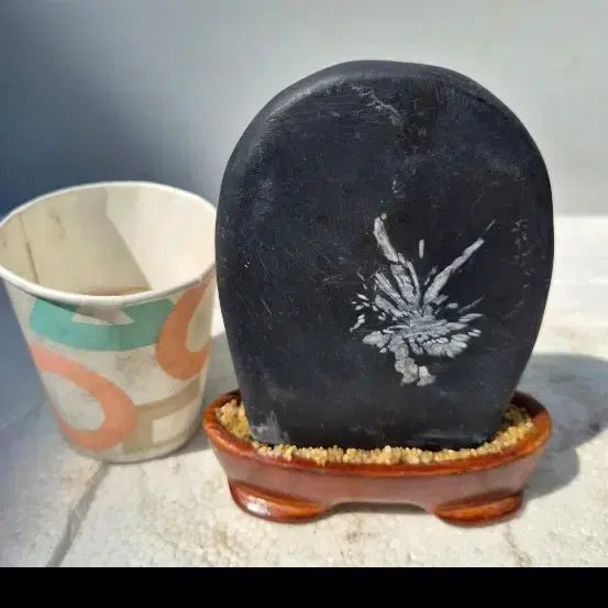 [BUNJANG] Chrysanthemum Stone Paperweight / 종이컵 사이즈비교국화수석 오석돌