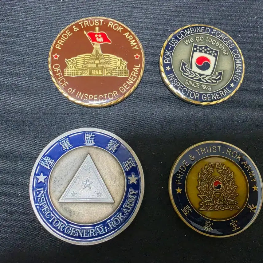 [BUNJANG] Army Military Unit Coins Bundle Set (4 pieces, Inspector General) / 군대부대코인(육군감찰 4개 일괄)