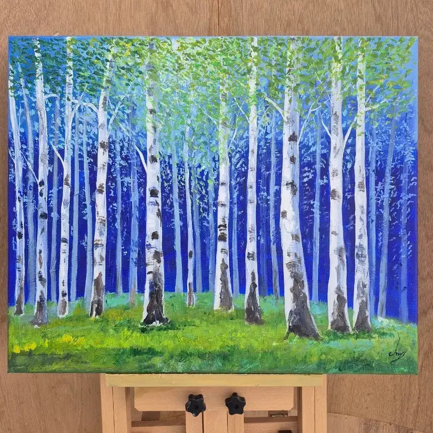 [BUNJANG] Blue Birch Forest Original Painting (Size 12) / 푸른 자작나무숲.원화작품 .새상품. 12호그림