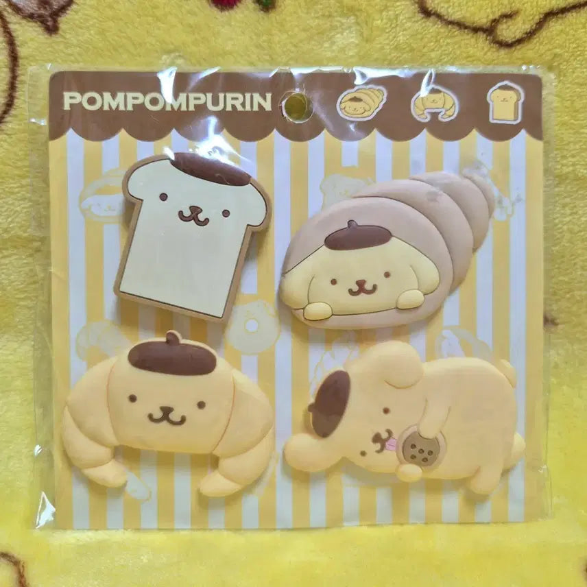 [BUNJANG] Sanrio Pompompurin Bread Clip Set (4 Pieces) / 2014 산리오 폼폼푸린 식빵 코로네 소라빵 크로와상 클립 집게 4개 세트 다꾸 정품