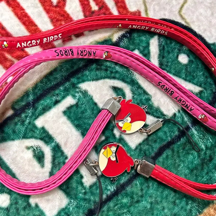 [BUNJANG] Vintage Angry Birds String Strap Keychain / 고전문구 앵그리버그 끈 스트랩 키링