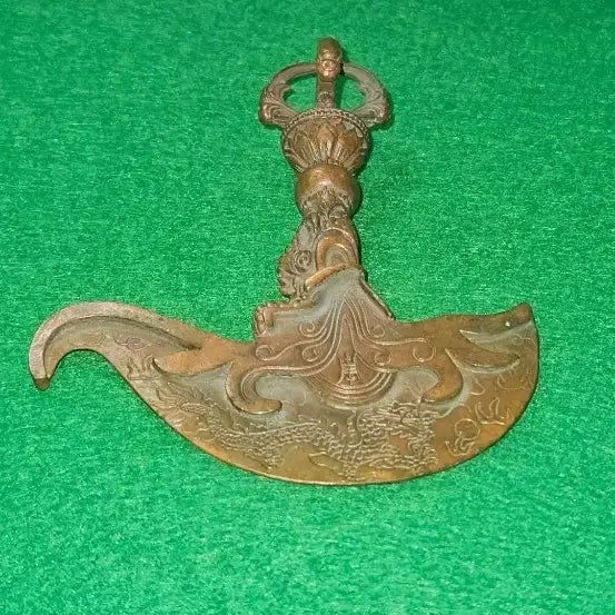 [BUNJANG] Tibetan Buddhist Ritual Implement Vajra Style with Dragon and Makara Motif / 적동 금강저형 카르티카 용문,어룡 입체부조 밀교 법구