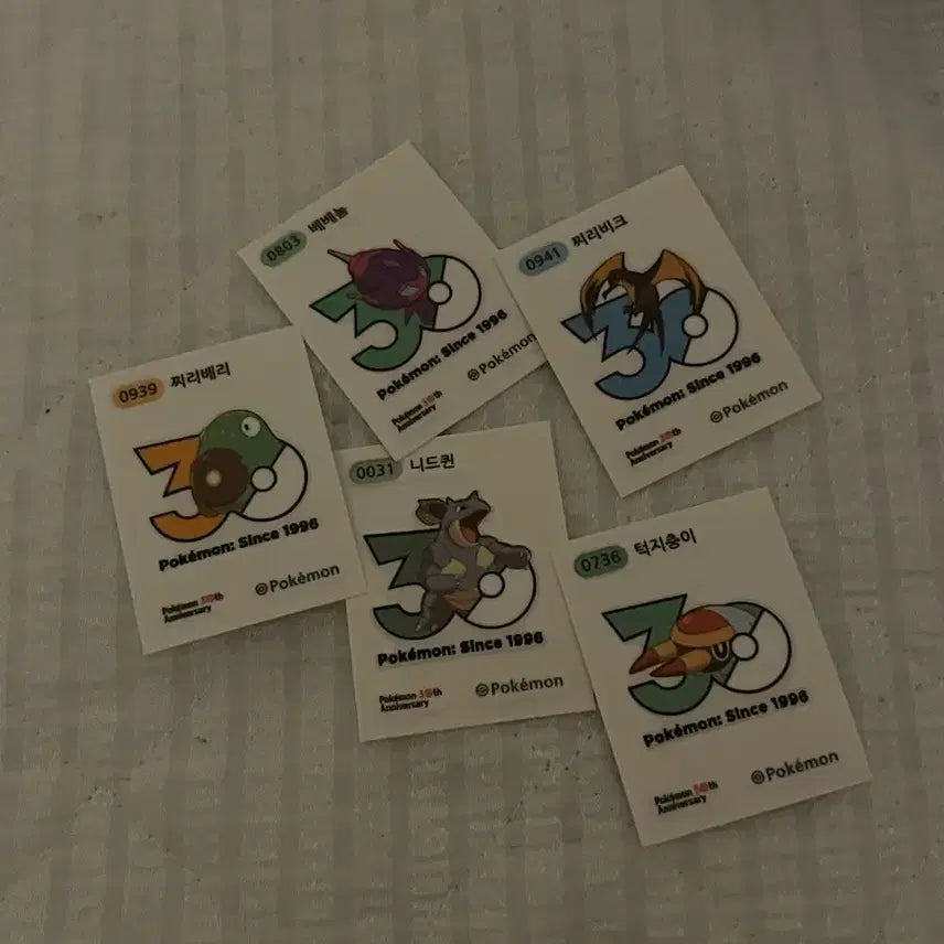 [BUNJANG] Pokemon Stickers Bundle Set (5 Types) / 포켓몬 띠부띠부씰 5종 일괄