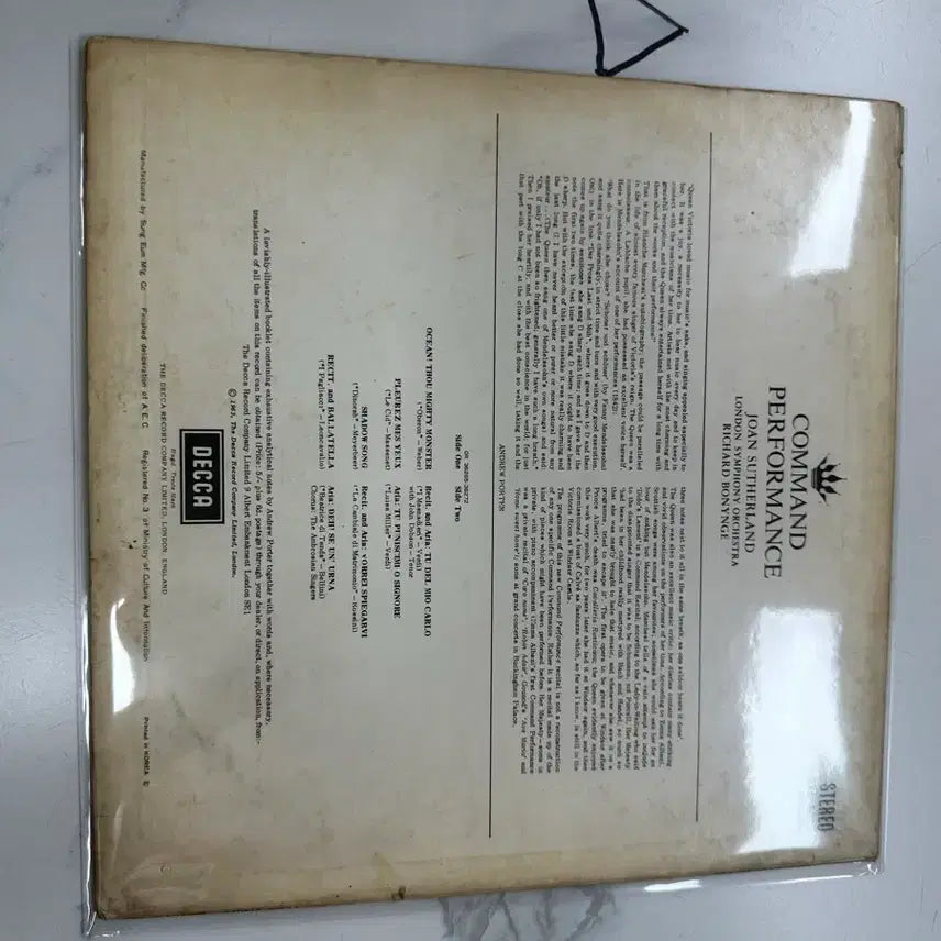 [BUNJANG] Joan Sutherland Command Performance Opera Arias Volume 1 Import LP Vinyl Record / 조안 서덜랜드 커맨드 퍼포먼스 오페라 아리아 볼륨 1 수입반 LP 바이닐 음반 팝니다