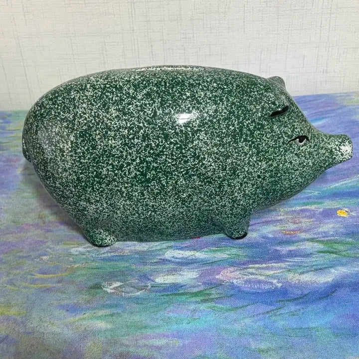 [BUNJANG] Vintage Ceramic Piggy Bank with Unique Green Pattern / 빈티지 돼지저금통 복돼지