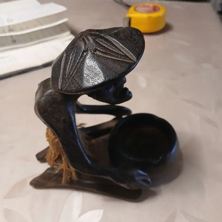 [BUNJANG] Vintage Wooden Figurine Ashtray / 나무 조각