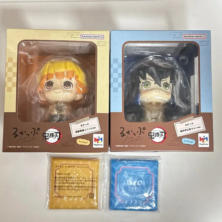 [BUNJANG] Demon Slayer Look Up Figure Zenitsu &amp; Inosuke Set (Mung Version) with Bonus Cushion (Sealed) / 귀멸의 칼날 룩업 피규어 특전 포함 젠이츠 이노스케 뭉버전 2종 세트 미개봉