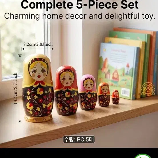 [BUNJANG] Matryoshka Dolls Set of 5 / 마트료시카 인형 5개 세트