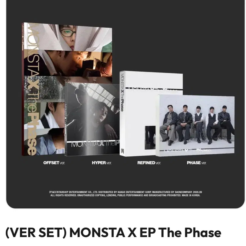 [BUNJANG] MONSTA X EP Album The Phase (OFFSET + REFINED + HYPER + PHASE ver.) Set / [세트] 몬스타엑스 - EP앨범 The Phase (OFFSET+REFINED+HYPER+PHASE ver.)