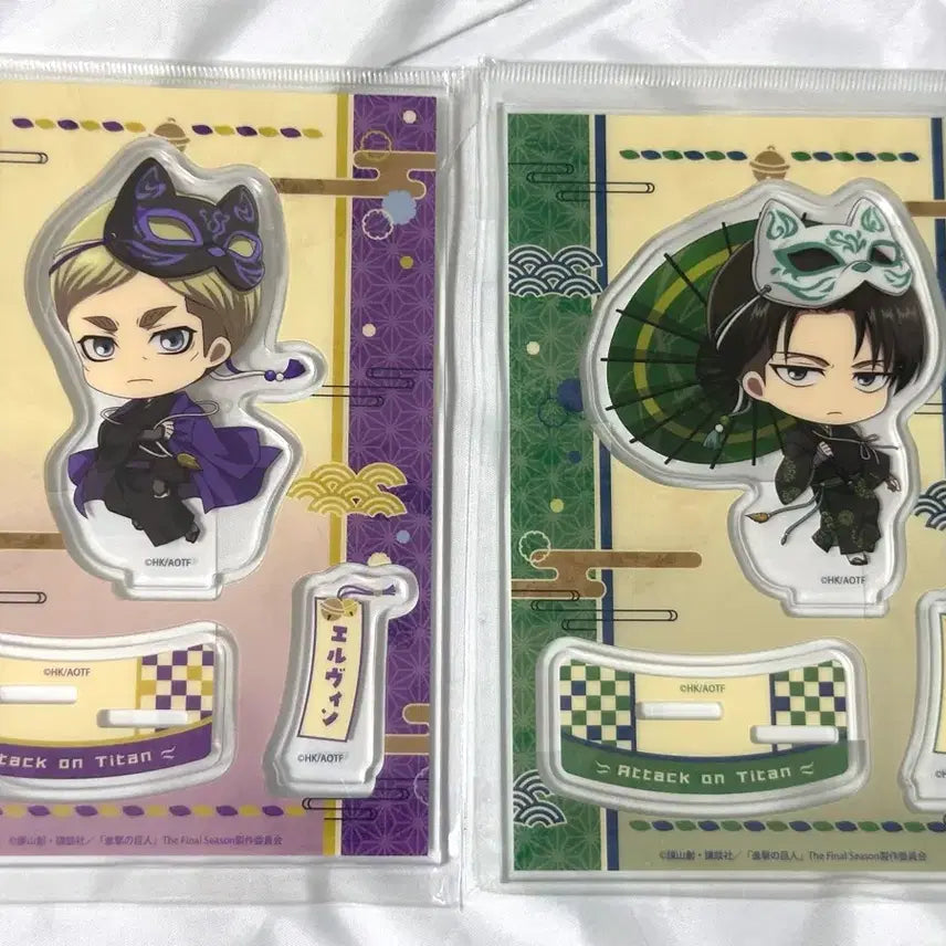 [BUNJANG] Attack on Titan Erwin &amp; Levi Fox Mask Acrylic Standee (Sealed) / (미개봉) 진격의거인 엘빈 리바이 여우가면 아크릴 에루리