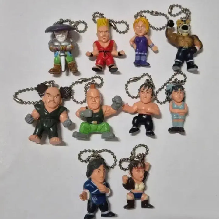 [BUNJANG] Tekken 2 Mini Figure Keychain Bundle Set / 10개일괄)고전문구 철권2 미니 피규어 키링