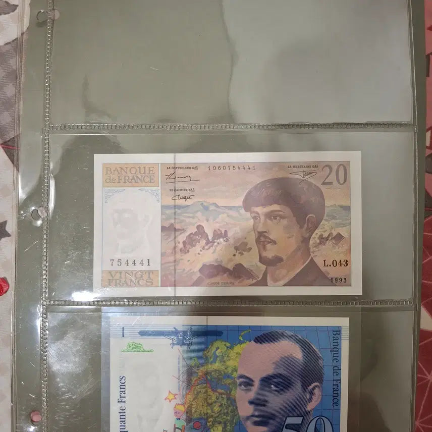 [BUNJANG] French Francs 3rd &amp; 4th Series Banknotes (1992-1993) / 프랑스 프랑 3차 발행 지폐 4종 및 4차 발행 50프랑(어린왕자)