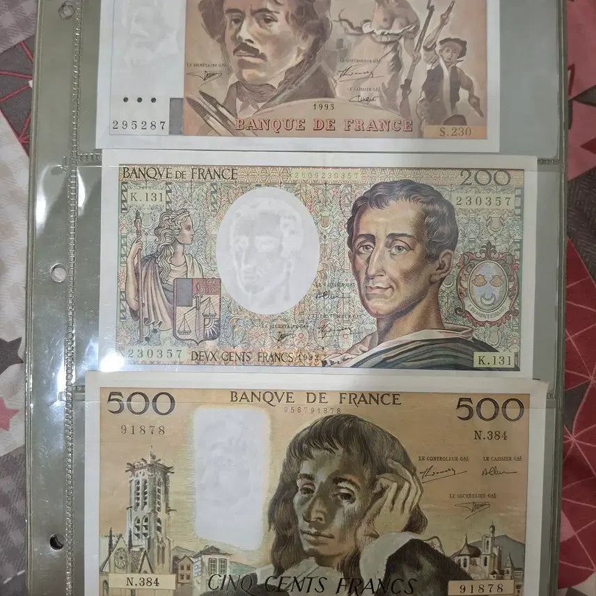 [BUNJANG] French Francs 3rd &amp; 4th Series Banknotes (1992-1993) / 프랑스 프랑 3차 발행 지폐 4종 및 4차 발행 50프랑(어린왕자)