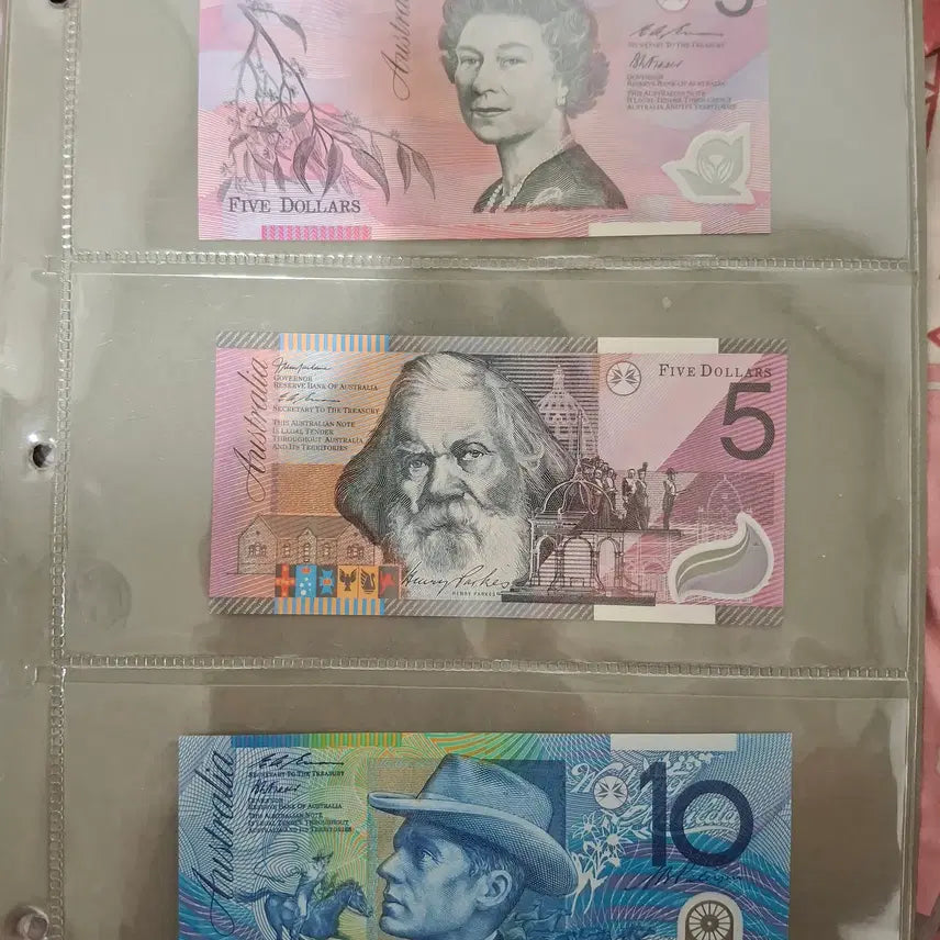 [BUNJANG] Australia 2nd Polymer Banknotes (6 notes) + World&