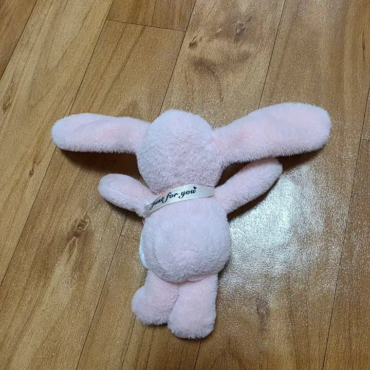 [BUNJANG] Light Pink Long-Eared Rabbit Plush Toy with Ribbon / 연분홍 긴귀 토끼 봉제인형 리본 장식