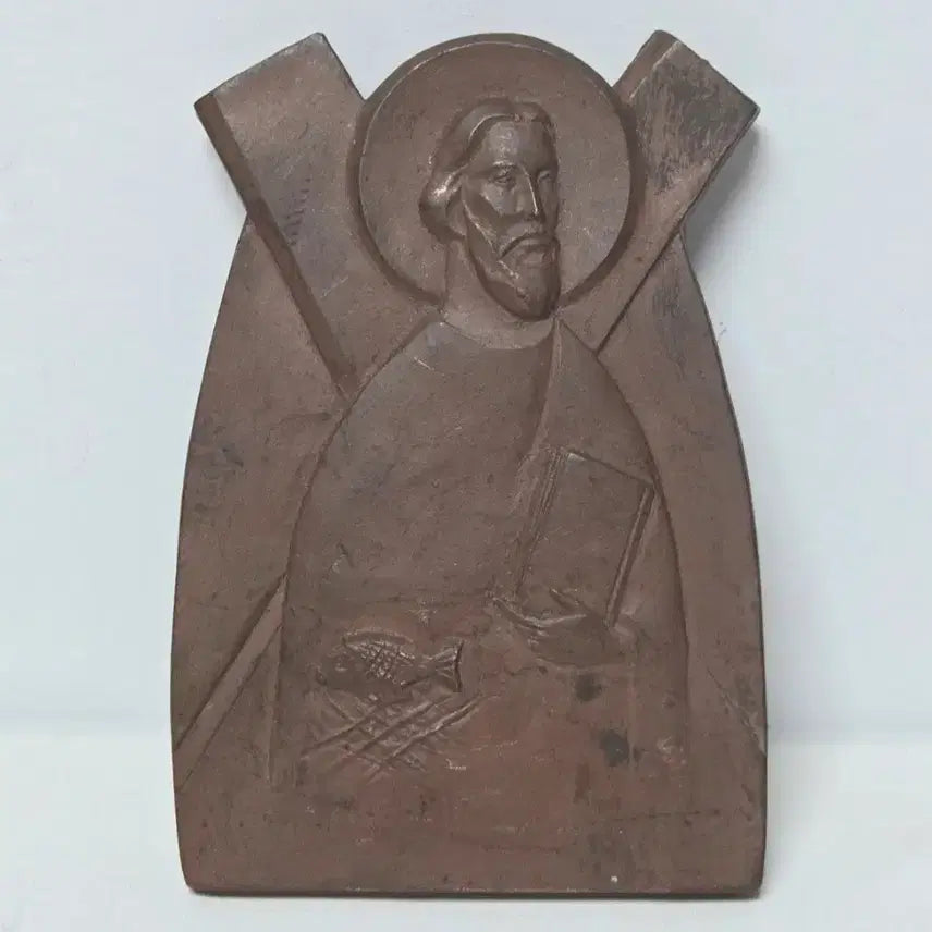 [BUNJANG] French Antique St. Andrew Brass Icon / 프랑스 앤틱 성 안드레아 황동 액자 성인 가톨릭 천주교