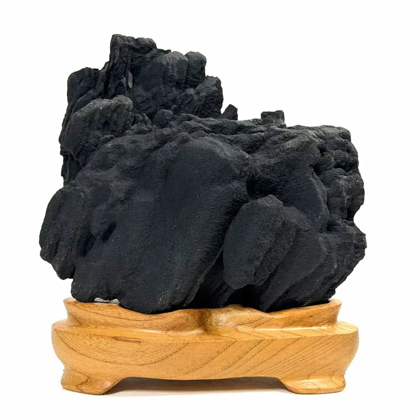 [BUNJANG] Jigok Chocolate Stone with Wooden Stand / 지곡 초코석 수석