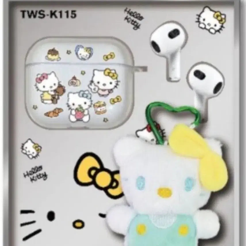 [BUNJANG] Hello Kitty Wireless Earphone Case and Keychain Set / 헬로키티 무선 이어폰 케이스 키링 세트