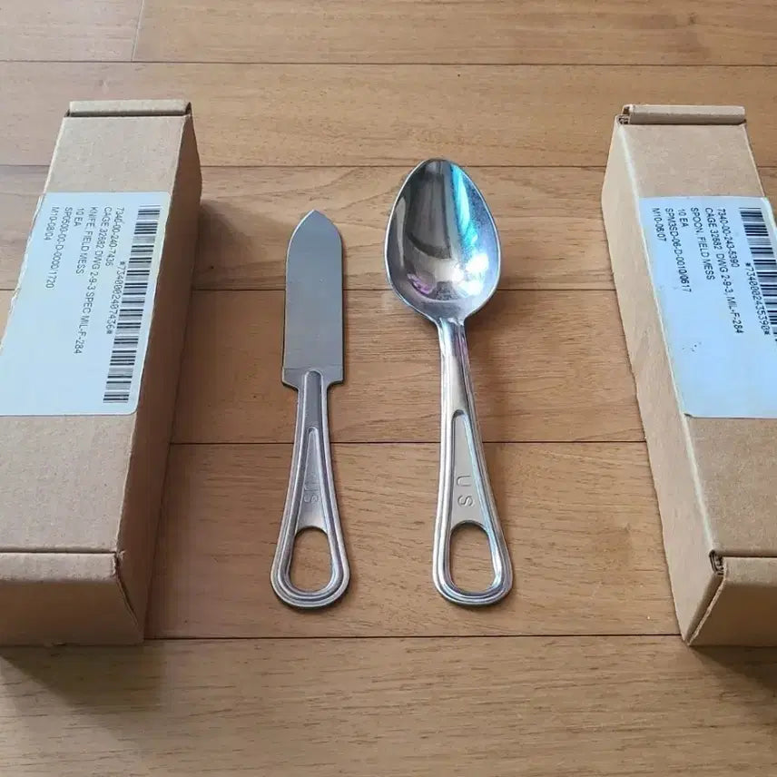[BUNJANG] US Military Original Field Mess Kit Spoon Set (2 Types) - Bundle / 미군 오리지날야전식기 스푼 등 2종 일괄