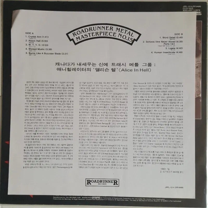 [BUNJANG] Annihilator Alice in Hell LP / ANNIHILATOR - ALICE IN HELL LP