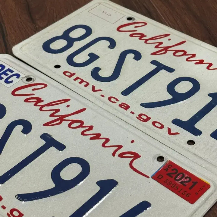 [BUNJANG] California USA License Plate Set - Front &amp; Rear / 미국 캘리포니아 앞뒤 실제 번호판 전면후면 세트 넘버플레이드