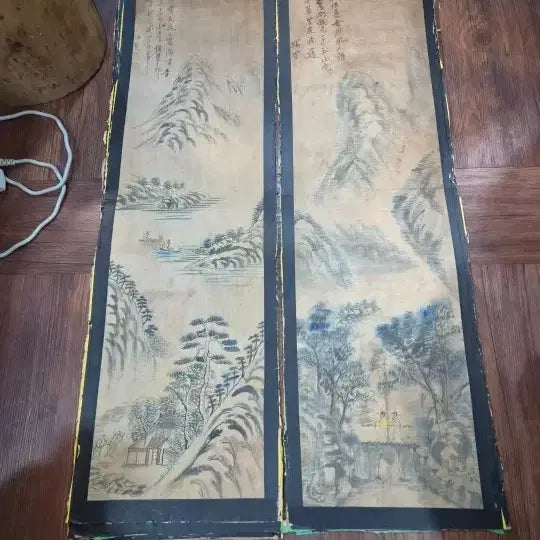 [BUNJANG] 105cm Minhwa Painting Folding Screen / 32.  105 센치 민화그림 장지바탕