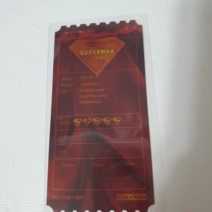 [BUNJANG] Superman Megabox Special Ticket / 오티 메가박스 슈퍼맨