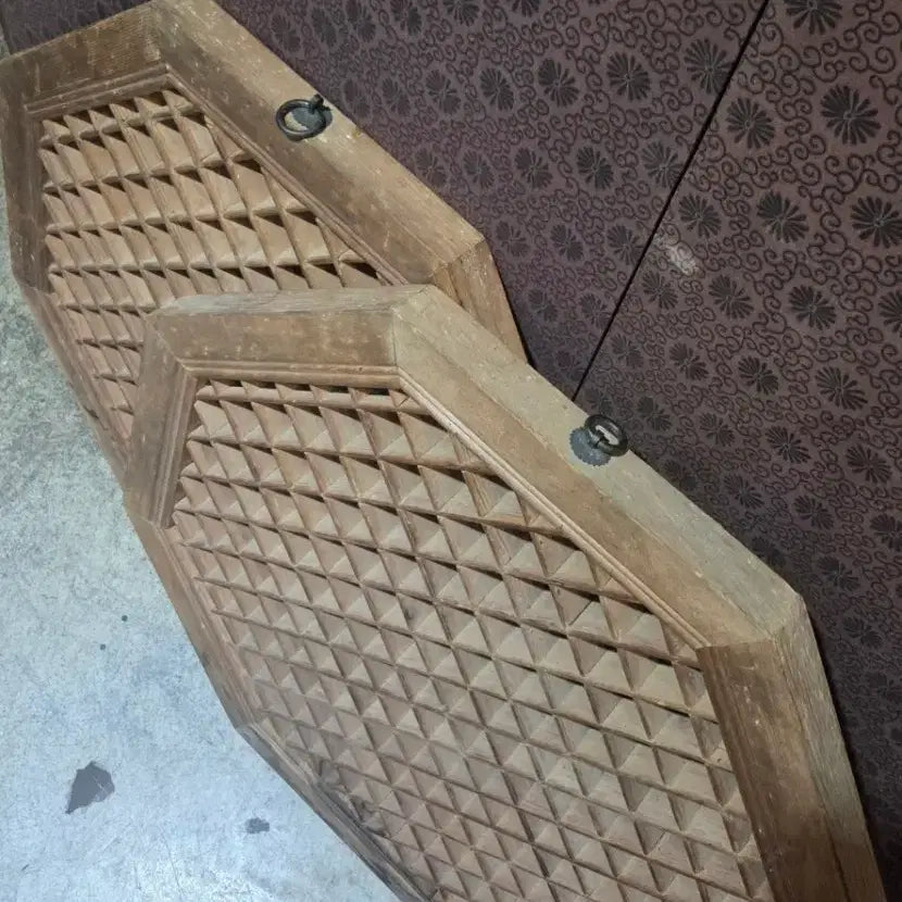 [BUNJANG] Antique Elm Large Octagonal Door Panels (Set of 2) / 고재 대형 팔각 문짝 2점