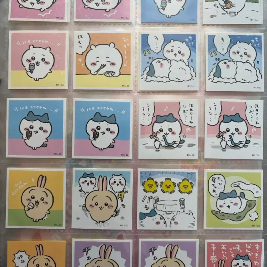 [BUNJANG] Chiikawa Square Seal Sticker Set / 치이카와 사각 씰 스티커 하치와레 우사기