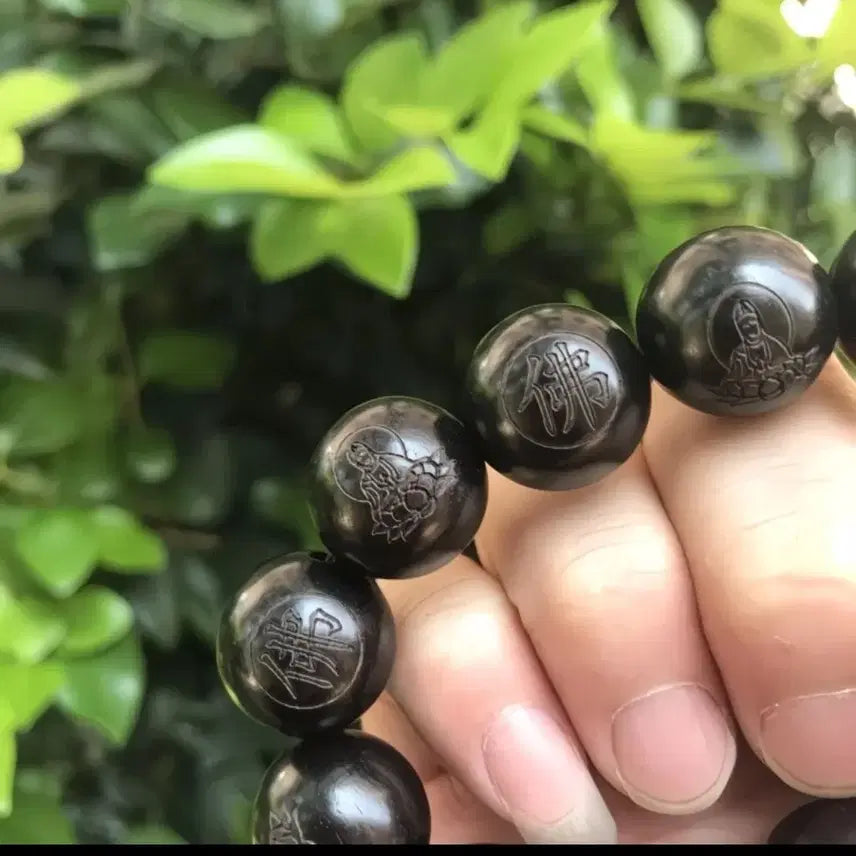 [BUNJANG] Black Sandalwood Buddhist Prayer Beads - 15mm / 관세음보살 붓다 침수염주  최고급 자광흑단목 15mm