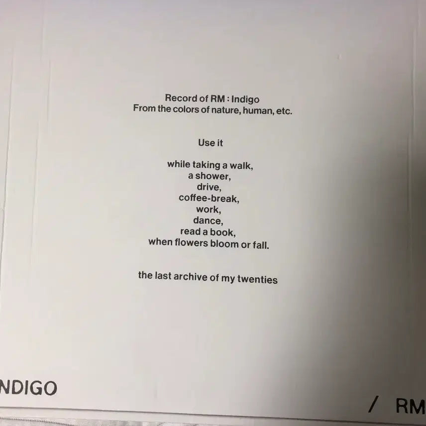 [SOLD OUT] BTS RM Indigo 앨범 바이닐 LP 방탄 방탄소년단 Vinyl 인디고 앨범 남준