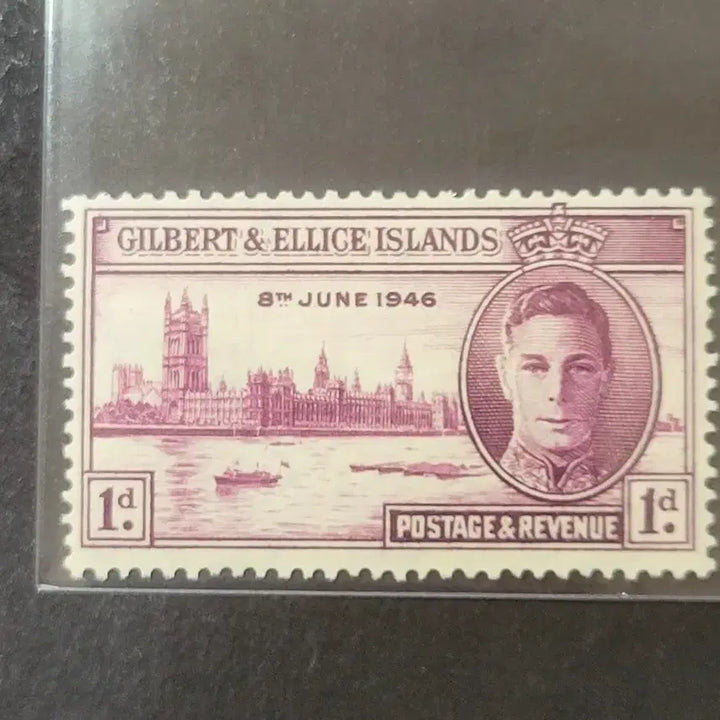 [BUNJANG] 1946 King George VI Gilbert Visit Commemorative Stamps (2 Types) / 1946년 킹조지6세 길버트방문기념 우표 2종Gilbert &amp;Ellice Islands