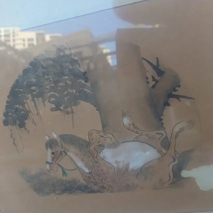 [BUNJANG] 38cm Old Minhwa Painting Antique with Frame / 55.  38 센치 오래된 민화그림  골동품